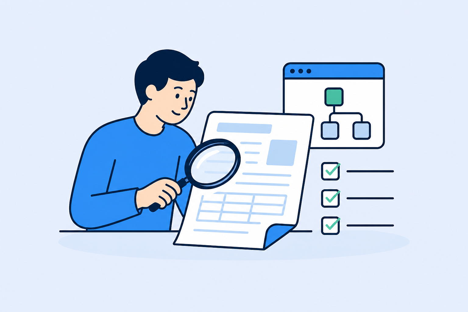 A person reviewing the technical details of a browser file workflow